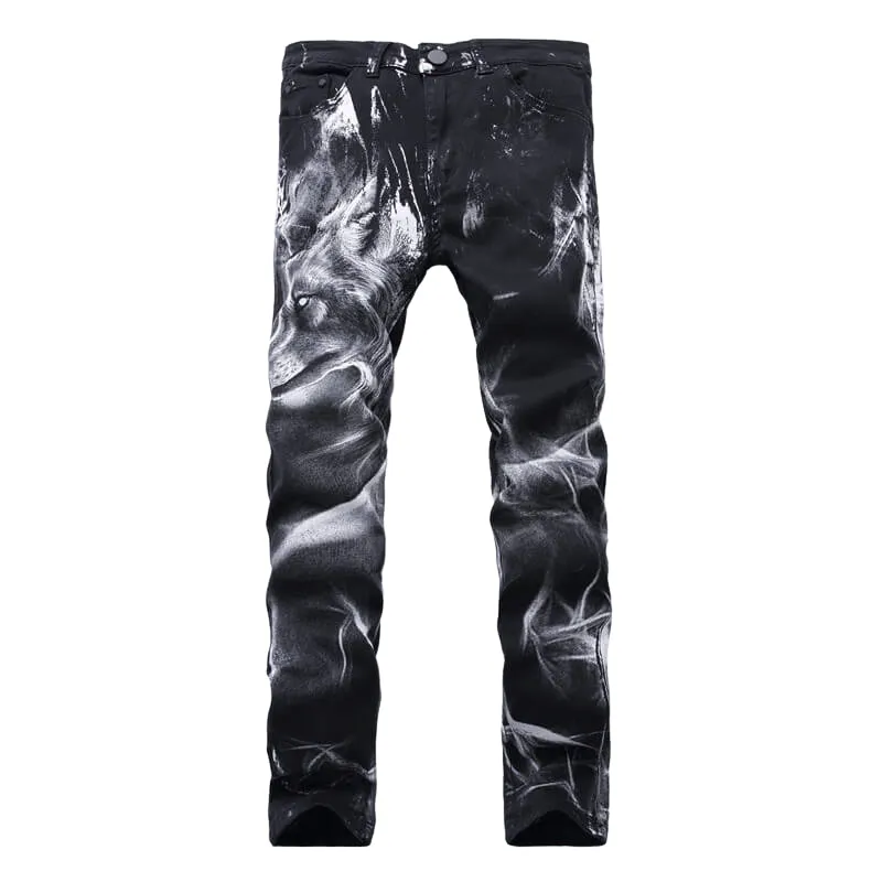 Mid Waisted Jeans Denim Pants Men's Jeans Elasticity Straight Pants