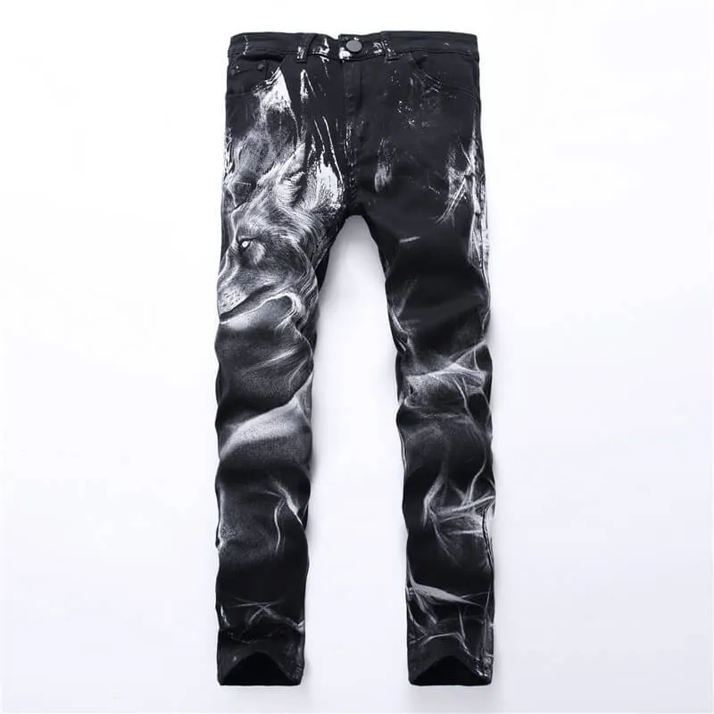 Mid Waisted Jeans Denim Pants Men's Jeans Elasticity Straight Pants