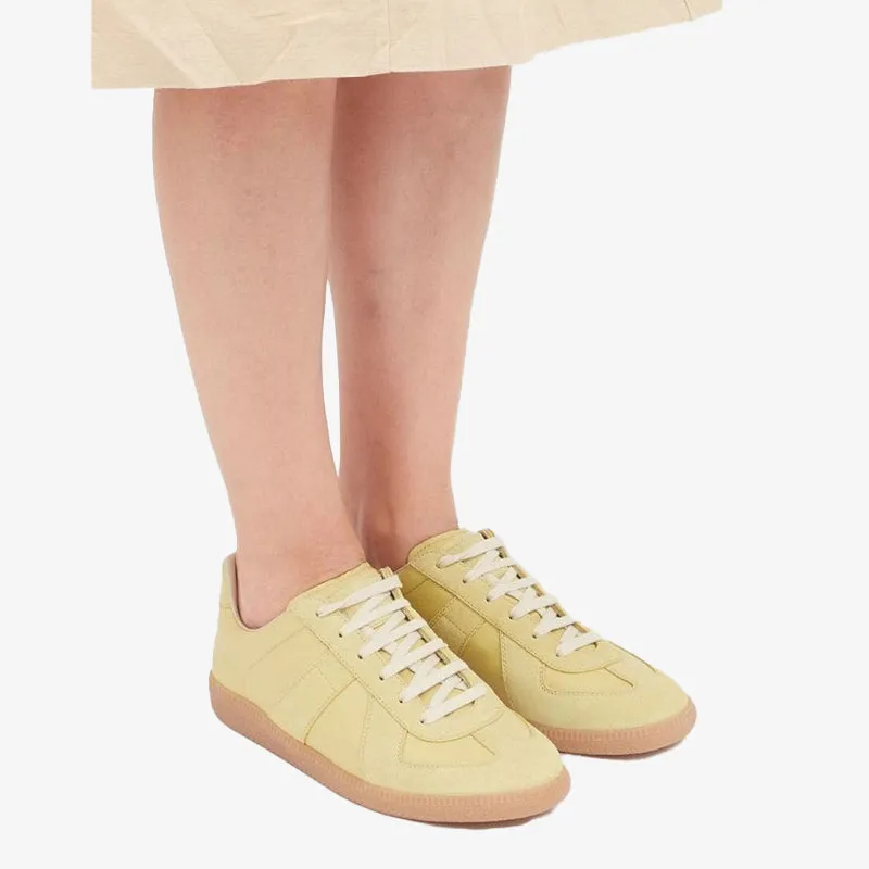 Mint Green Leather and Suede Sneakers