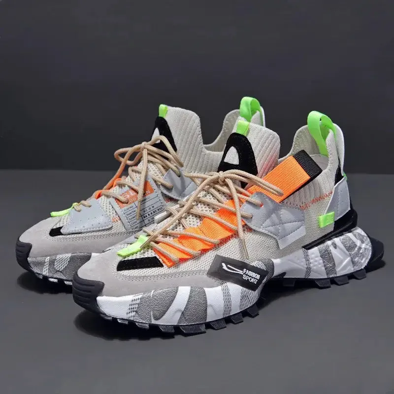 Multicolor Aesthetic Chunky Lace Up Sneakers