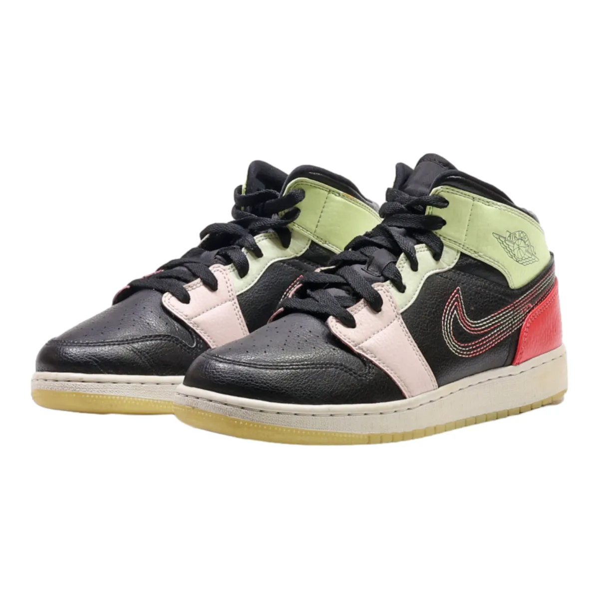 NIKE High Top Trainers Black Leather Girls UK 5.5