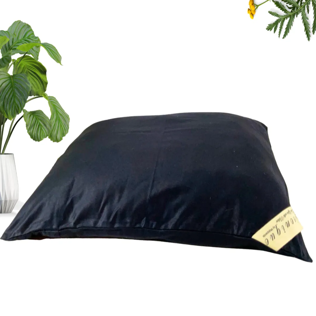 Pillow with cover | Bamboo fabric  | Black  | Wool infill