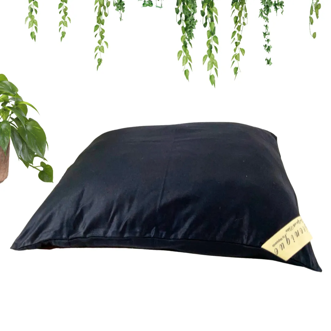 Pillow with cover | Bamboo fabric  | Black  | Wool infill