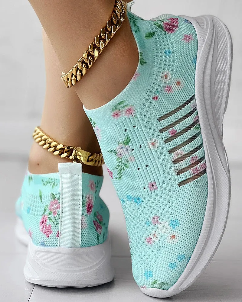 Plants Print Breathable Slip-On Casual Sneakers