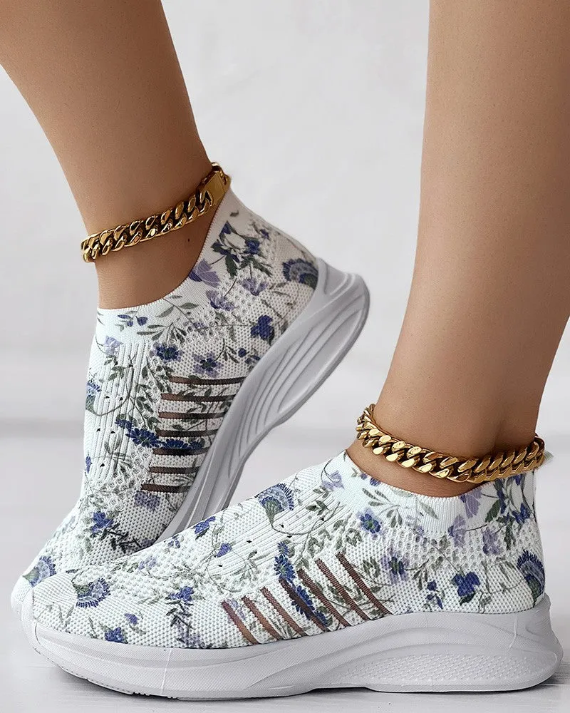 Plants Print Breathable Slip-On Casual Sneakers
