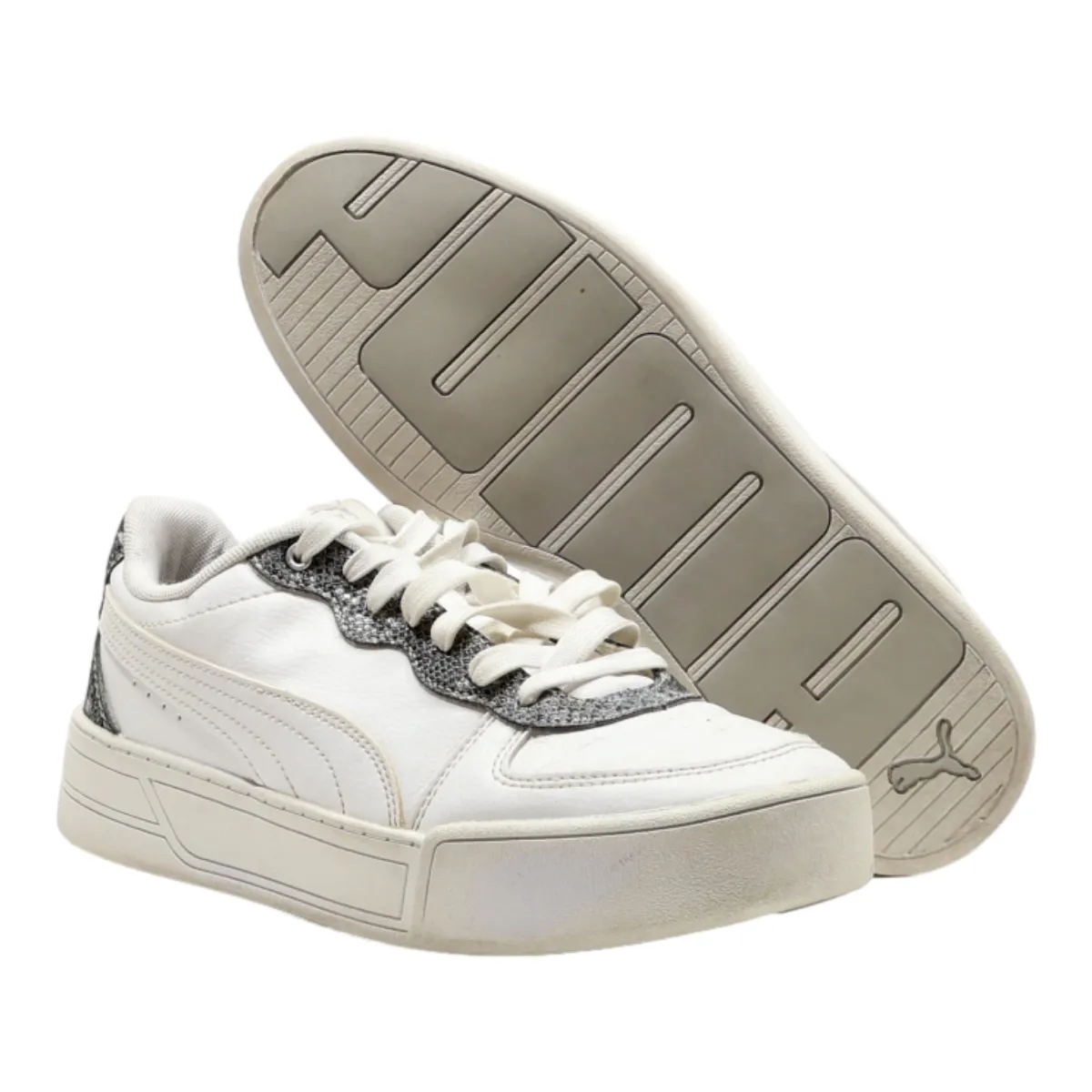 PUMA Skye 2021 Platform Trainers White Leather Womens UK 6