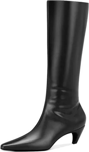 RAIZO Women Knee High Boots Chunky Heel Long Boots with Side Zipper Comfortable Pull On Tall Boots for Fashionable Everyday Wear