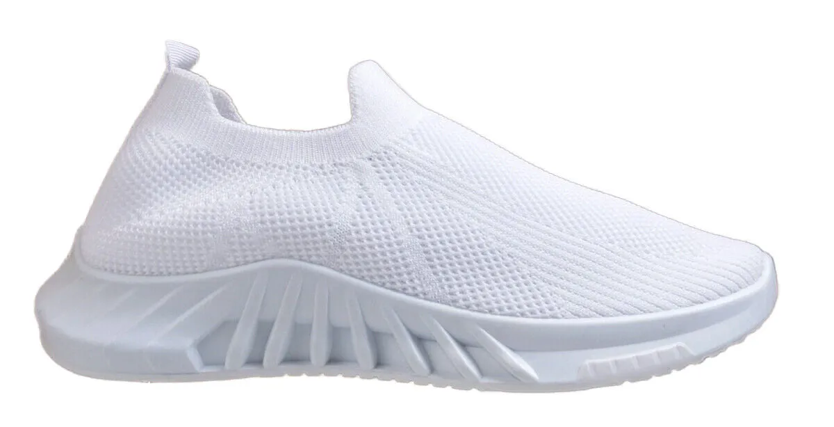 Ronda Womens Ladies Slip On Sports Trainers Sneakers Shoes White