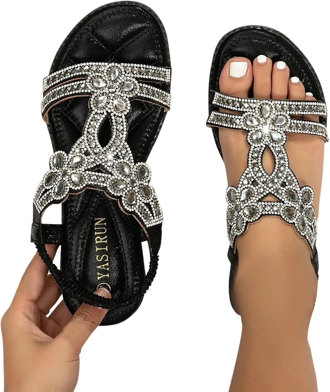 Ronony Flat Sandals for Women Dressy Comfortable Flats Dress Shoes Comfort Women Shoes for Woman Classic Shoes Low Wedge