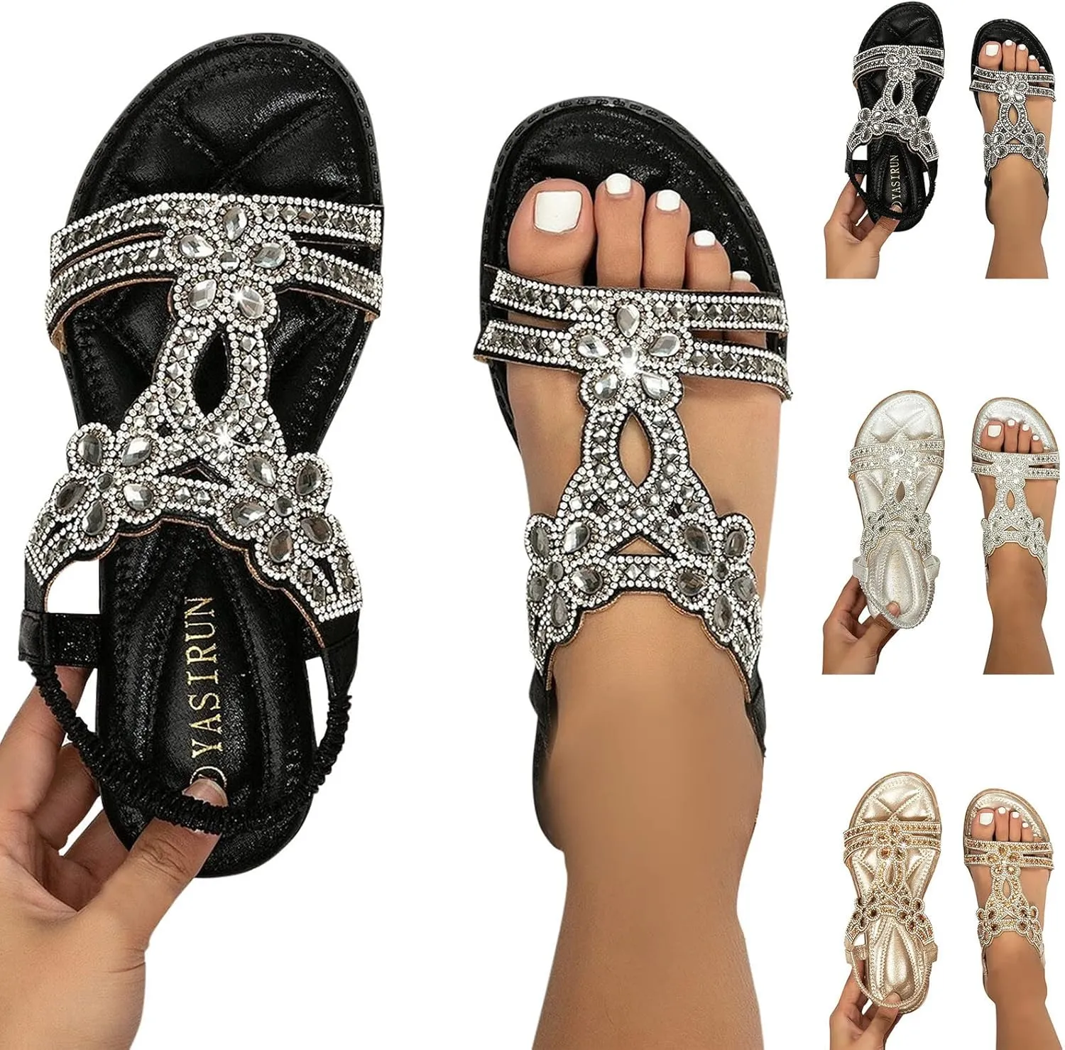 Ronony Flat Sandals for Women Dressy Comfortable Flats Dress Shoes Comfort Women Shoes for Woman Classic Shoes Low Wedge