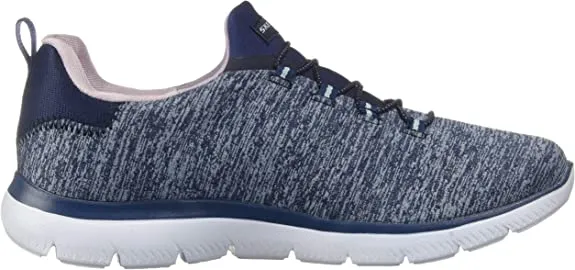 Skechers Summits-Quick Getaway Navy/Pink Slip On Low Top Fashion Sneakers