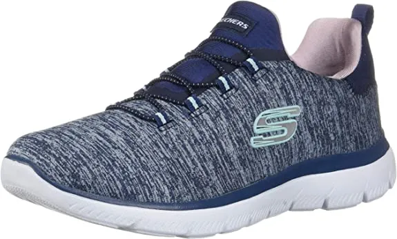Skechers Summits-Quick Getaway Navy/Pink Slip On Low Top Fashion Sneakers