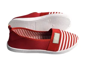 Striped Lightweight Canvas Classic Casual Slip On Shoes Sneakers (9, Red)