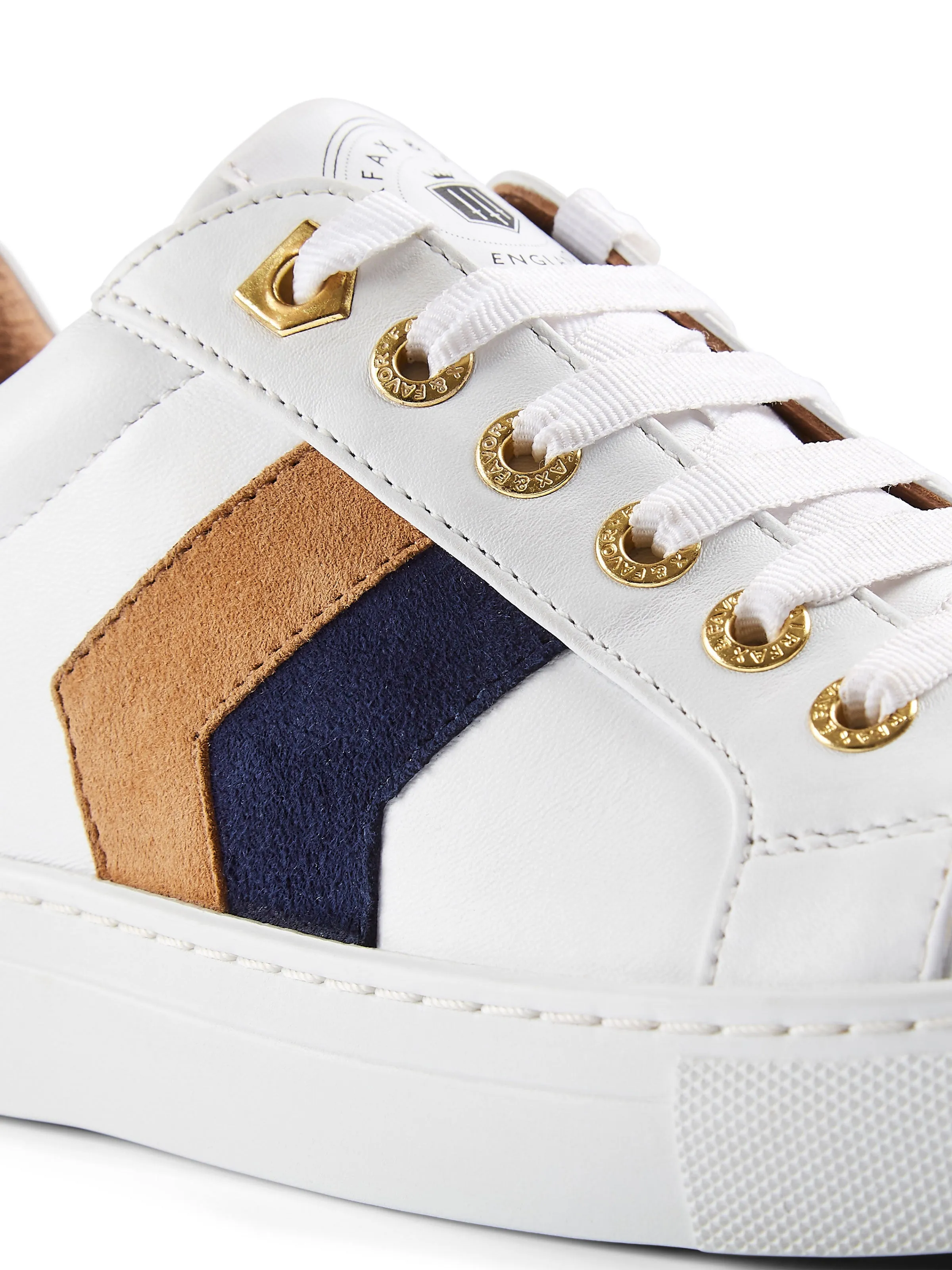 The Alexandra Trainer - Tan & Navy Suede