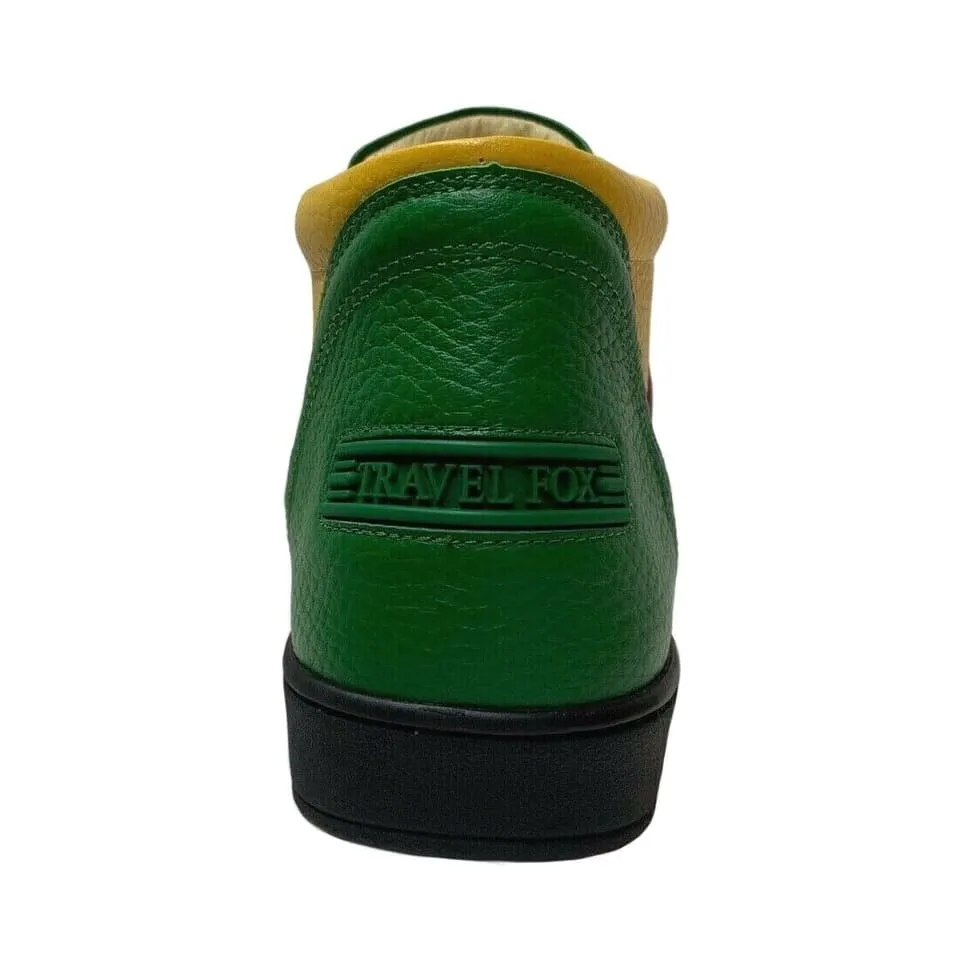 Travel Fox Men's Red/Green/White/Yellow/Black Leather High Top Sneakers 916103 133