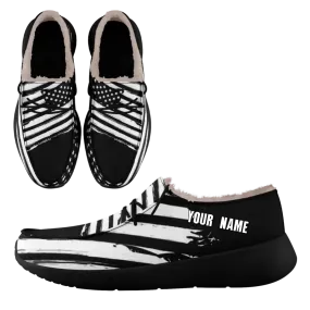 Unique Gift,Personalized USA Flag Sneakers, Custom Stars and Stripes Loafer Shoes, Fur Lining Shoe, Pride in Comfort,FN042-24020304-3b