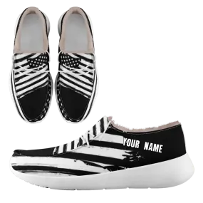 Unique Gift,Personalized USA Flag Sneakers, Custom Stars and Stripes Loafer Shoes, Fur Lining Shoe, Pride in Comfort,FN042-24020304-3w