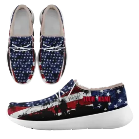 Unique Gift,Personalized USA Flag Sneakers, Custom Stars and Stripes Loafer Shoes, Fur Lining Shoe, Pride in Comfort,FN042-24020304-7w