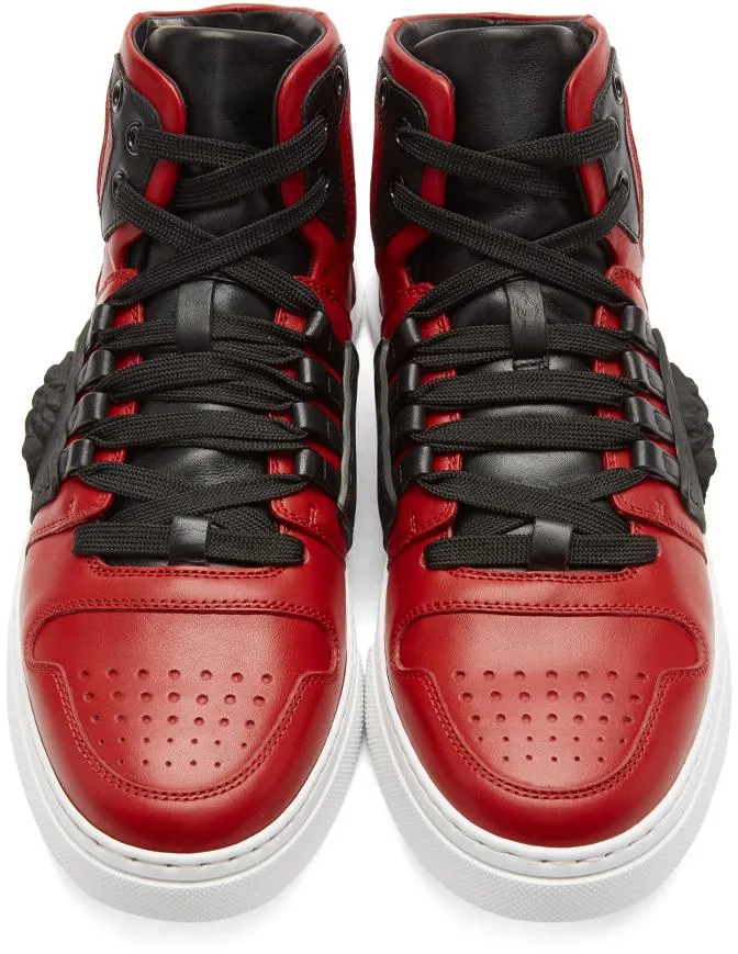 VERSACE Medusa Strap Hi-top Sneakers, Red