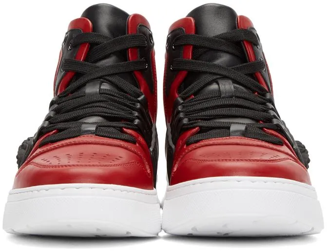 VERSACE Medusa Strap Hi-top Sneakers, Red