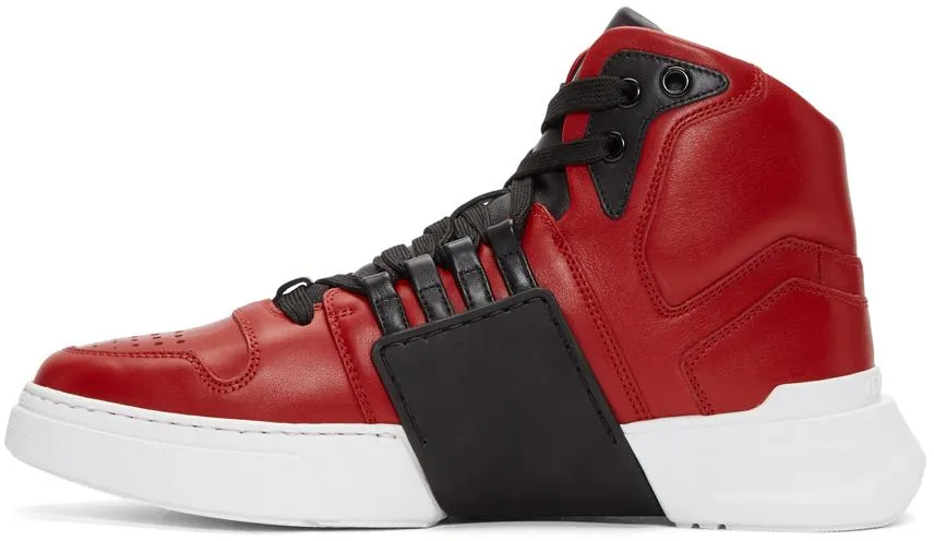 VERSACE Medusa Strap Hi-top Sneakers, Red
