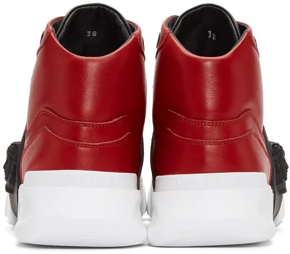 VERSACE Medusa Strap Hi-top Sneakers, Red