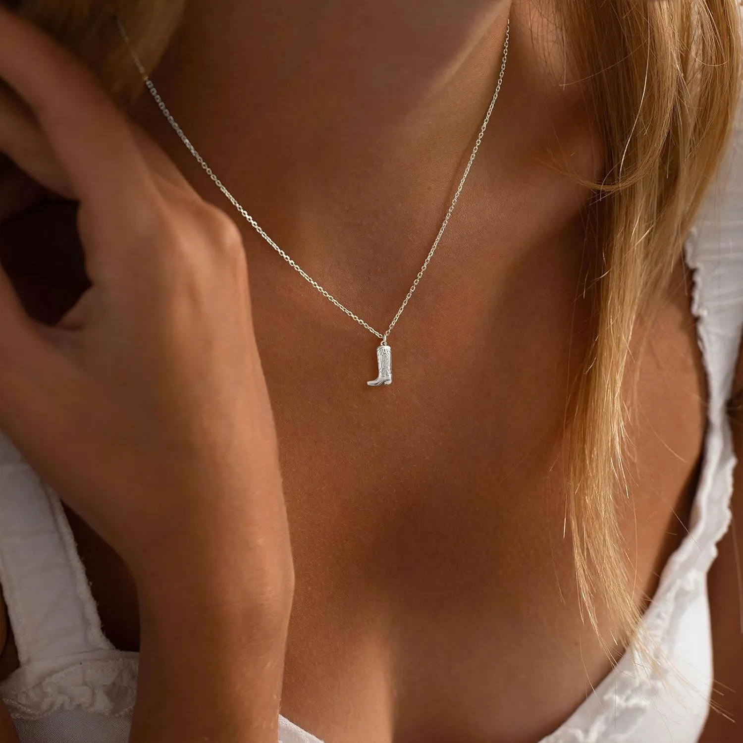 VRIUA Silver Necklace for Women 14K Silver Plated Dainty Star of David Butterfly Sun Lotus Flower Bead Necklace Simple Jewelry Everyday