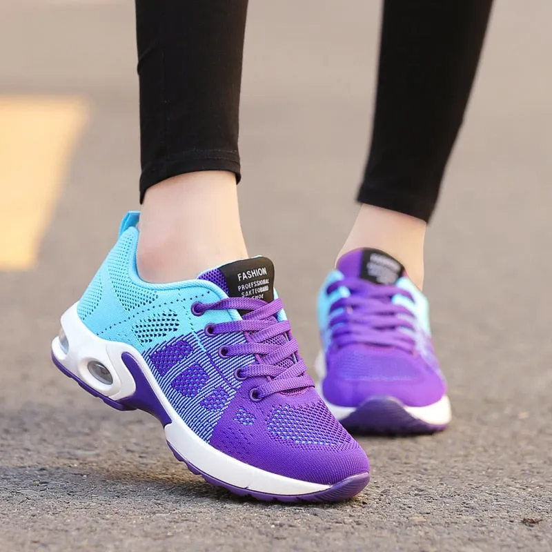 Walking air cushion platform sneakers women shoes lace-up mesh breathable anti-skid casual shoes woman sneakers