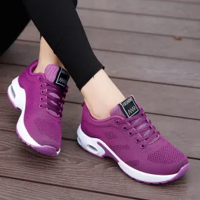 Walking air cushion platform sneakers women shoes lace-up mesh breathable anti-skid casual shoes woman sneakers