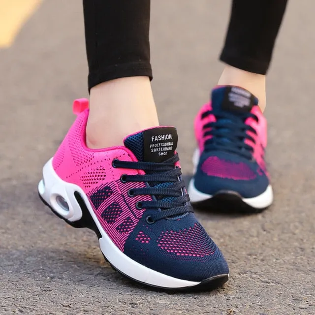 Walking air cushion platform sneakers women shoes lace-up mesh breathable anti-skid casual shoes woman sneakers