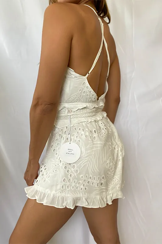 White eyelet romper