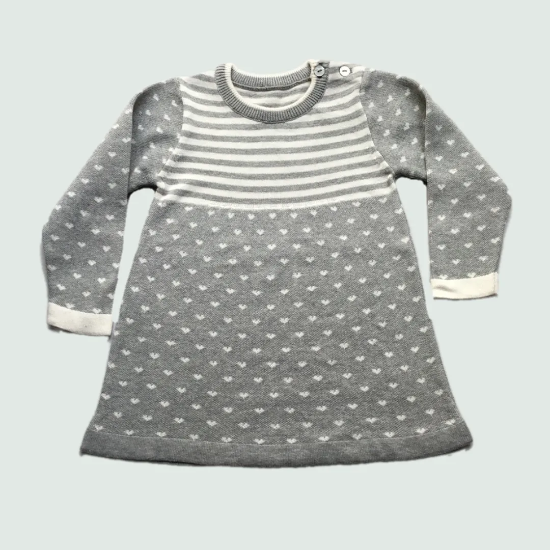 White Hearts Baby Frock I 100% Organic Cotton