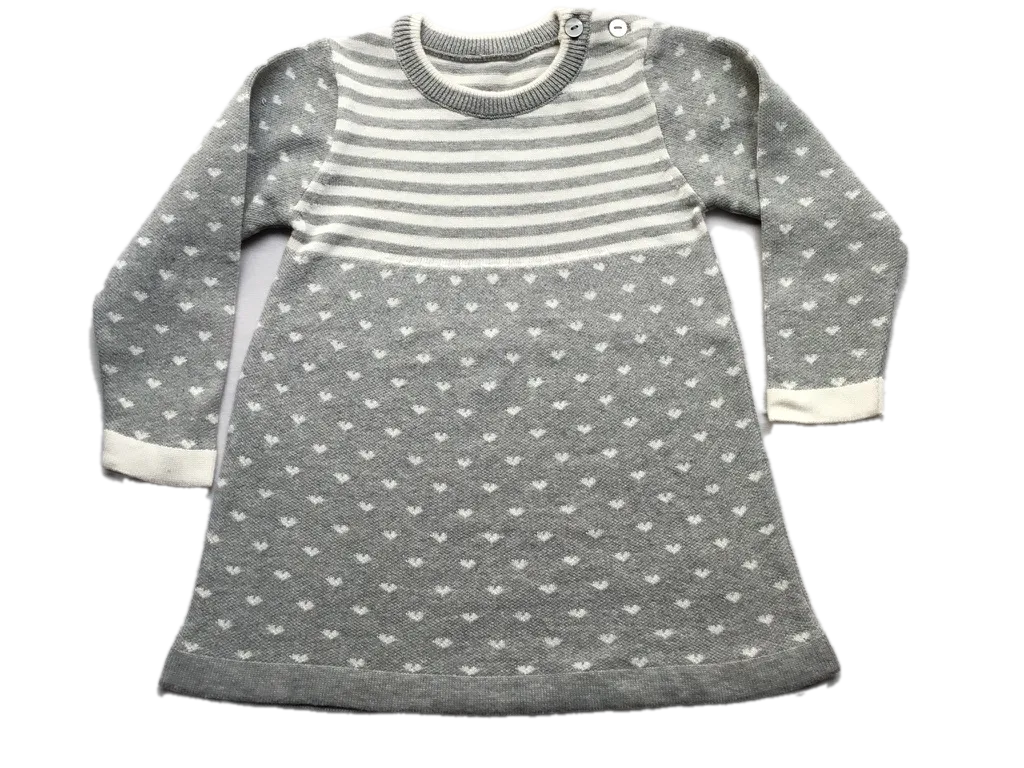 White Hearts Baby Frock I 100% Organic Cotton