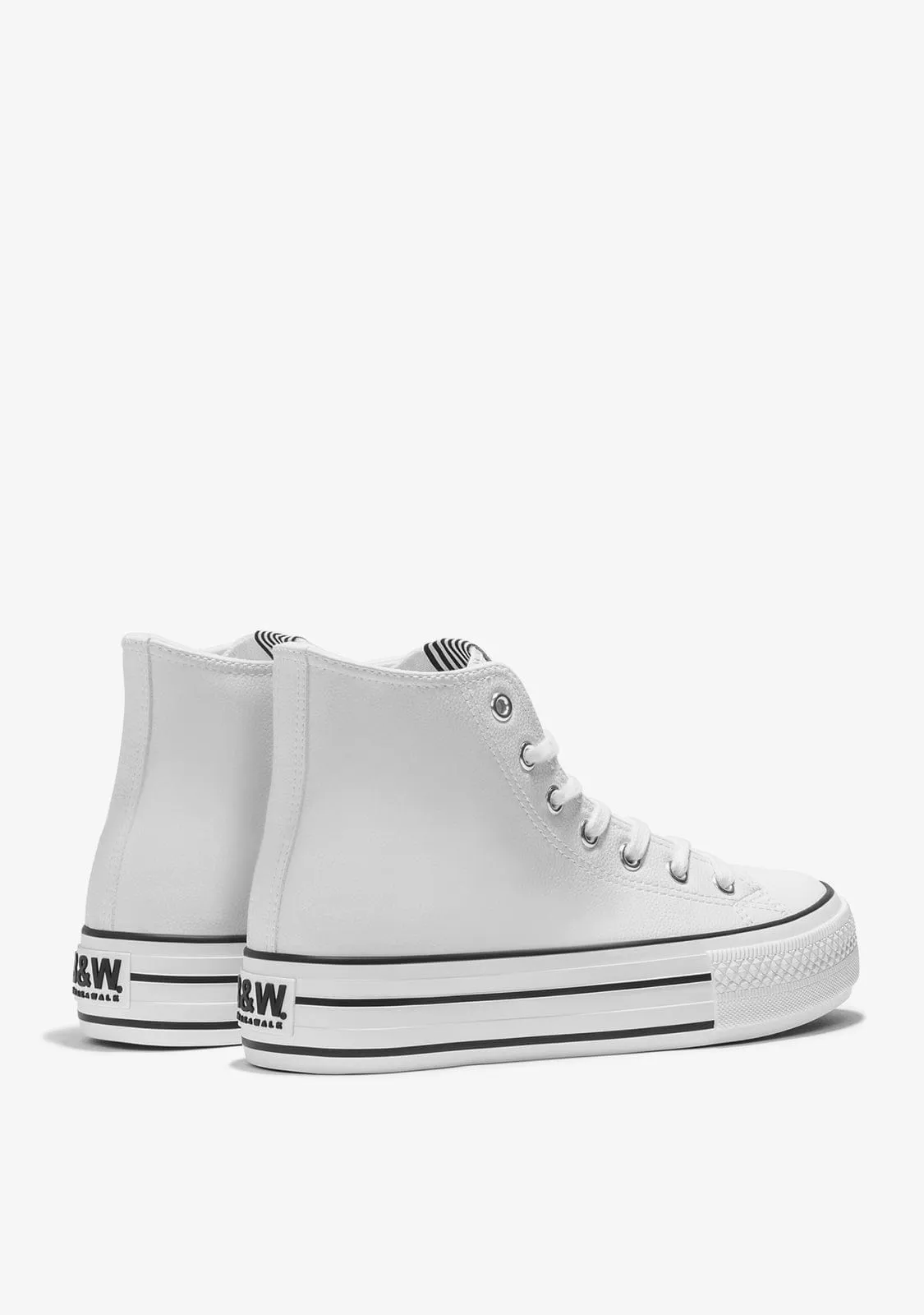 White Platform Hi-Top Sneakers Nappa