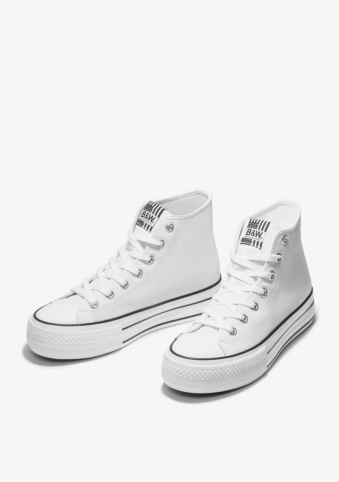 White Platform Hi-Top Sneakers Nappa