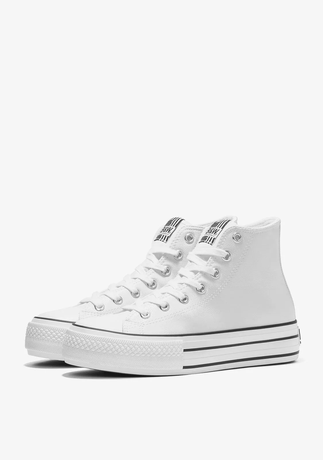 White Platform Hi-Top Sneakers Nappa
