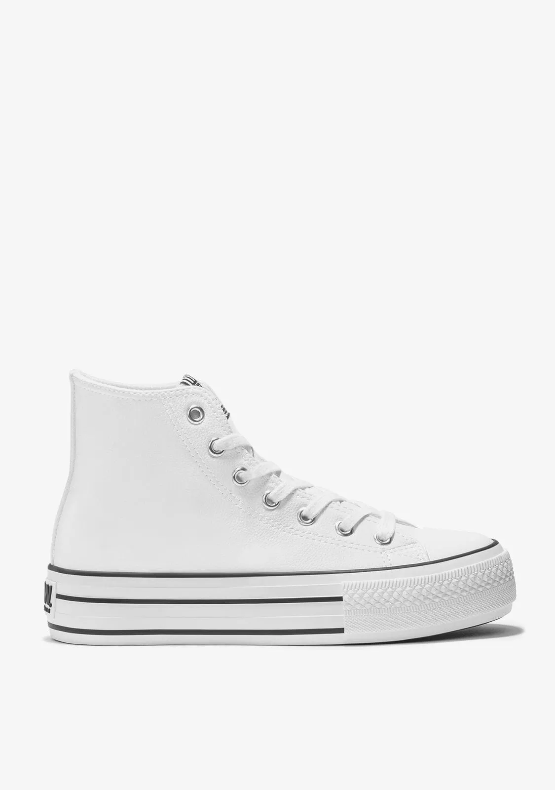 White Platform Hi-Top Sneakers Nappa