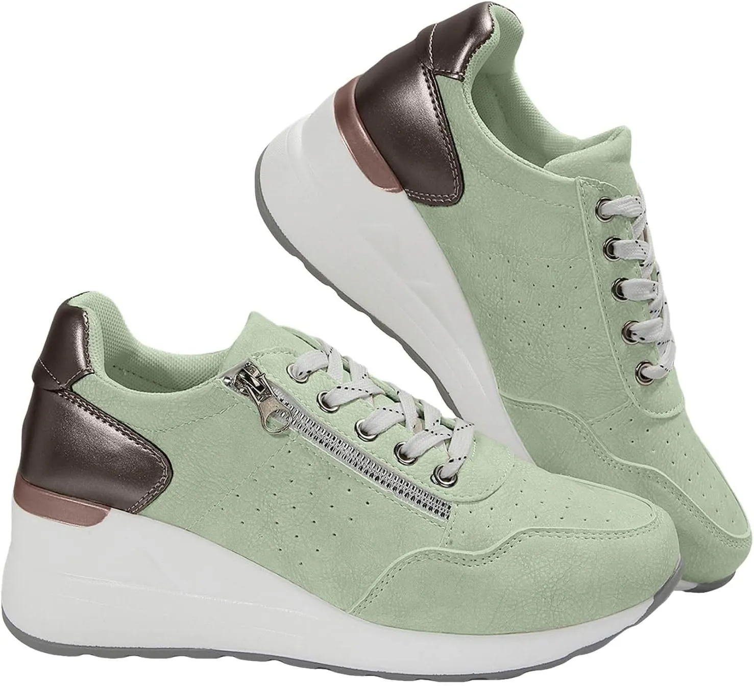 White Platform Sneakers for Women Fashion,Women Platform Chunky Fashion Sneakers Walking Lace-Up Comfortable Sport Stylish Lightweight Classic Casual Work Tennis Shoes