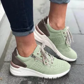 White Platform Sneakers for Women Fashion,Women Platform Chunky Fashion Sneakers Walking Lace-Up Comfortable Sport Stylish Lightweight Classic Casual Work Tennis Shoes