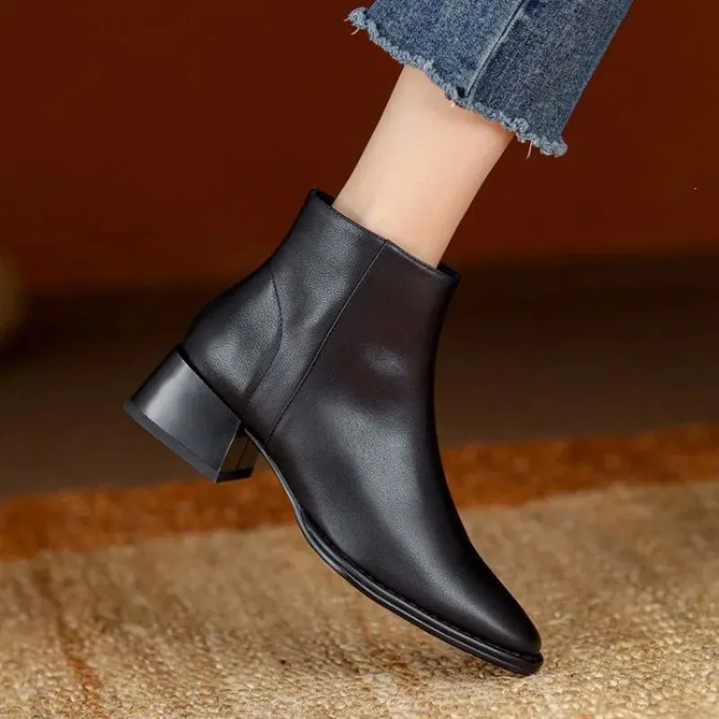 Women Ankle Boots Thick Heels Autumn Daily Footwear