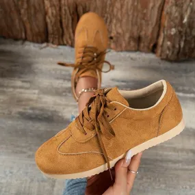 Women's Casual Suede Flat Lace Up Running Shoes 09468307S