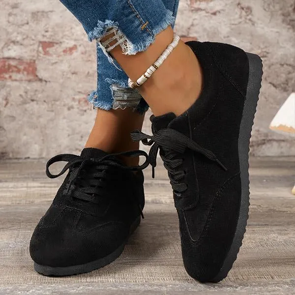 Women's Casual Suede Flat Lace Up Running Shoes 09468307S