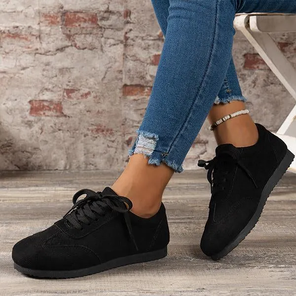 Women's Casual Suede Flat Lace Up Running Shoes 09468307S