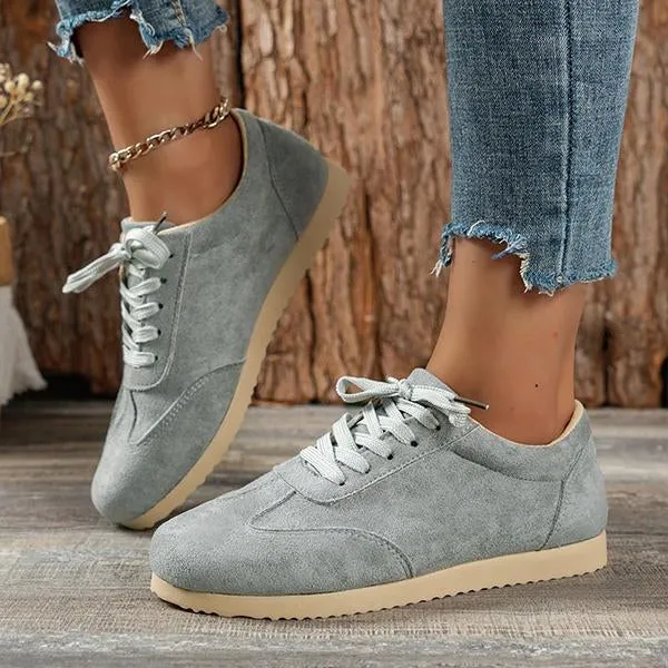 Women's Casual Suede Flat Lace Up Running Shoes 09468307S