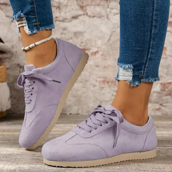 Women's Casual Suede Flat Lace Up Running Shoes 09468307S