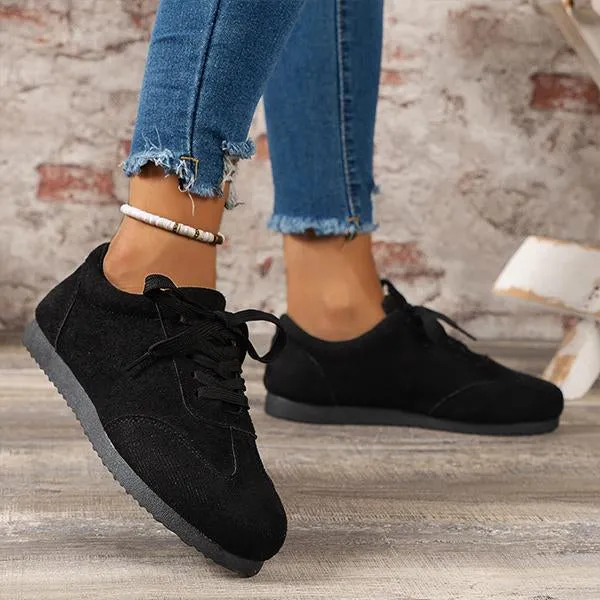 Women's Casual Suede Flat Lace Up Running Shoes 09468307S