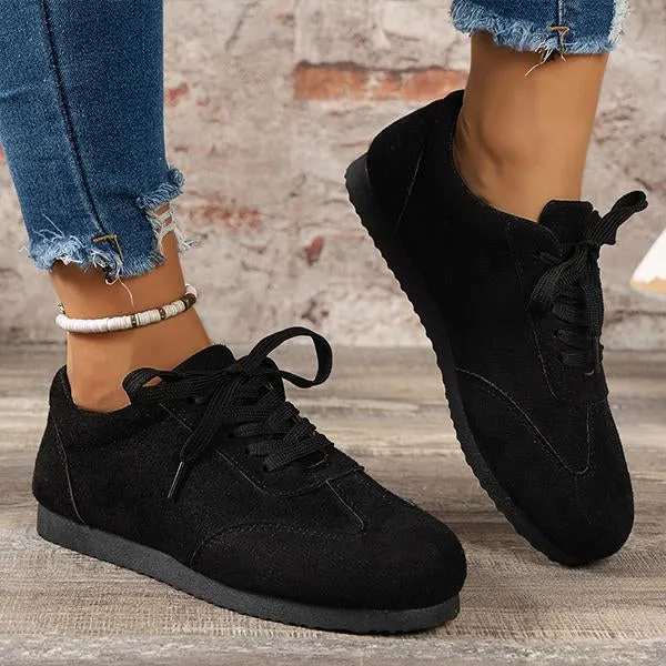 Women's Casual Suede Flat Lace Up Running Shoes 09468307S