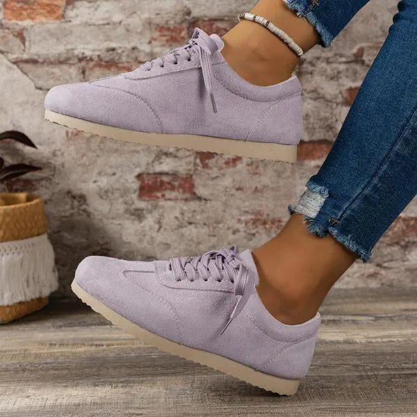 Women's Casual Suede Flat Lace Up Running Shoes 09468307S