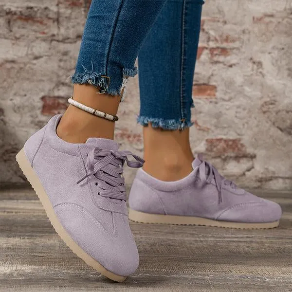 Women's Casual Suede Flat Lace Up Running Shoes 09468307S