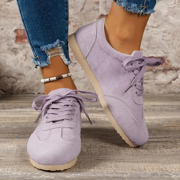 Women's Casual Suede Flat Lace Up Running Shoes 09468307S